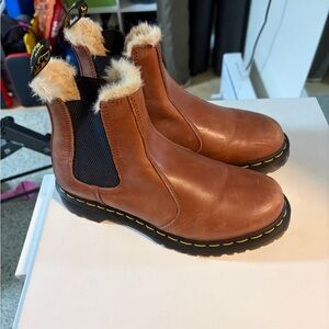 Dr. Martens Tan Fur-Lined Boots